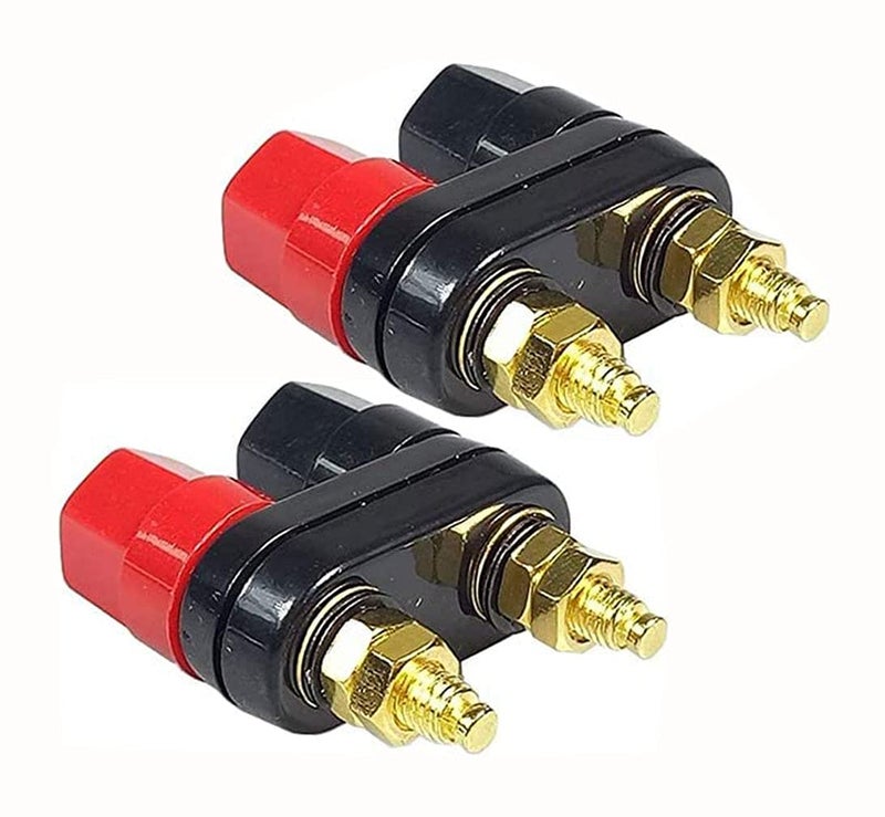 Traovien Double Row Banana Socket,Traovien Banana Plugs One Couple,Terminals Red Black Connector Amplifier Terminal Binding Post Power Amplifier Dual Copper 2-Way Banana Plug Jack(2Pcs) - Image 1